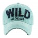 "WILD AT HEART" HIPPY DISTRESSED LADIES CAP HAT GRAY BLACK OR MINT NAVY BLUE  eb-62748499